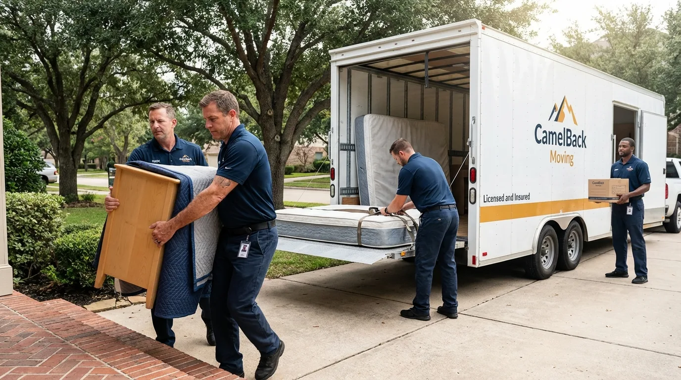Crew loading residential truck for cross-state move from Cedar Grove, NJ