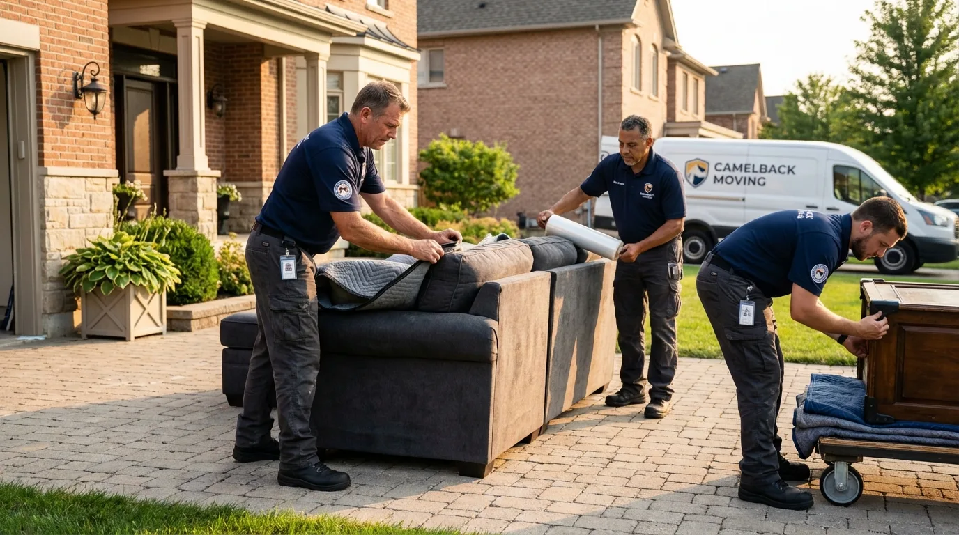 Large estate moving crew wrapping furniture in Cedar Grove, NJ