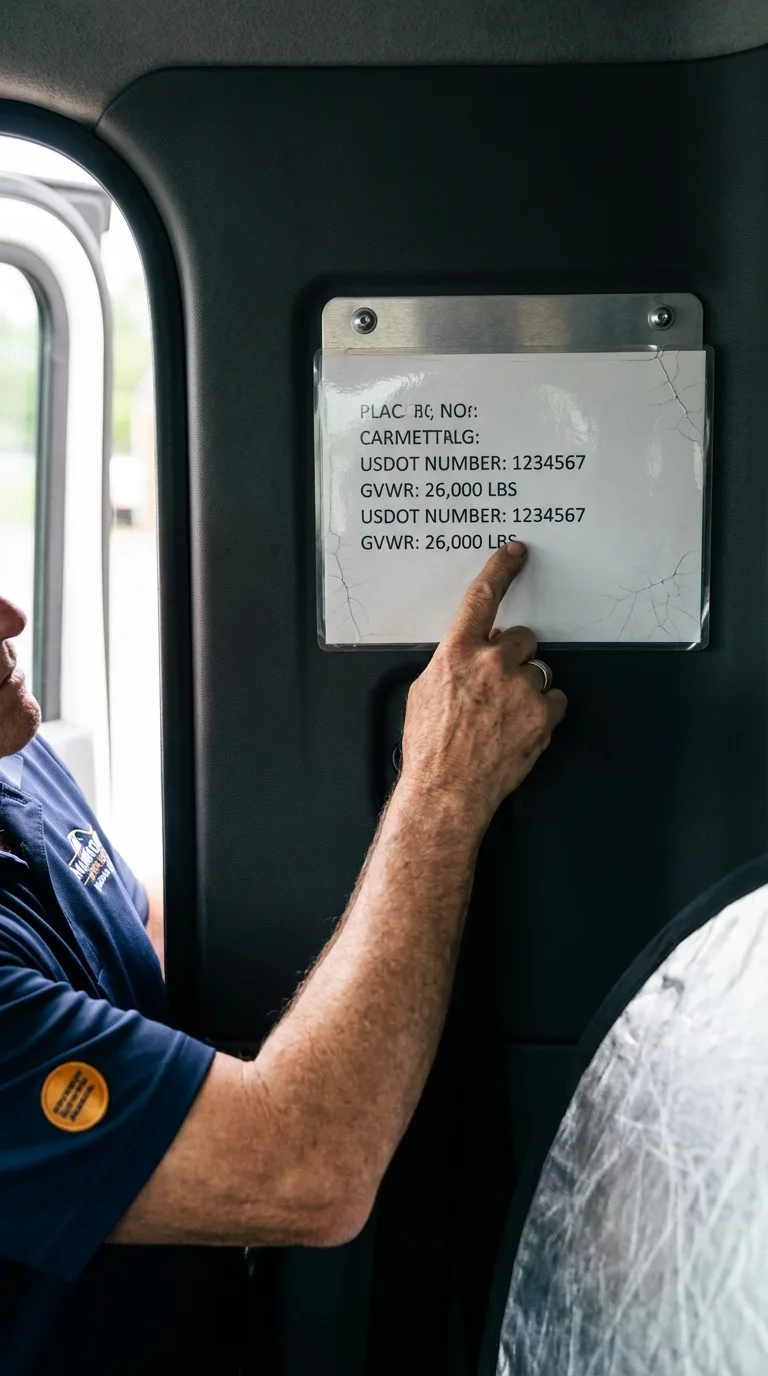 USDOT licensing placard verification in Cedar Grove